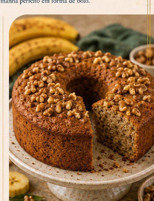 Bolo de Banana com Nozes