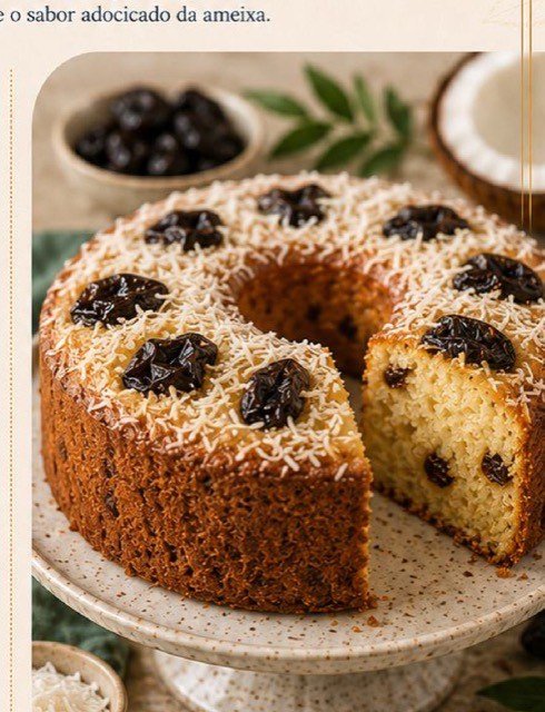 Bolo de Coco com Ameixa