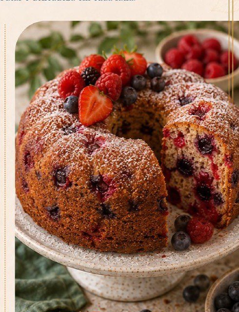 Bolo de Frutas Vermelhas