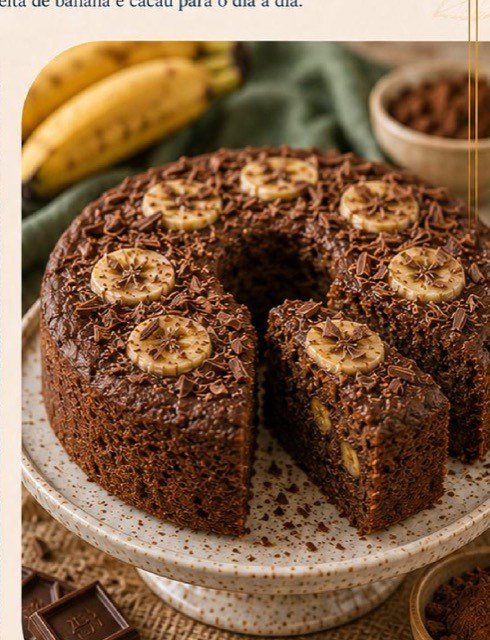 Bolo de Banana com Cacau