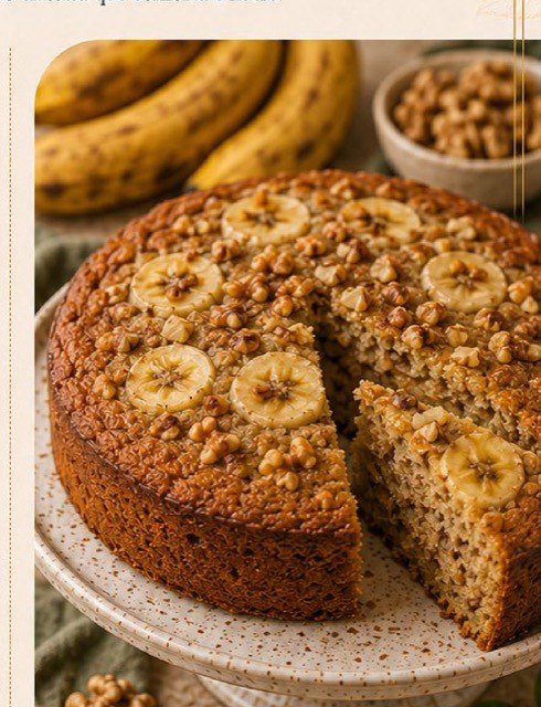 Bolo de Banana com Nozes